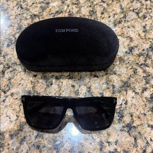 Tom Ford Black Oversized Shield Sunglasses